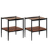 Modern Rectangle End Table (Set of 2) With Tempered Glass Tabletop And Layer - Brown