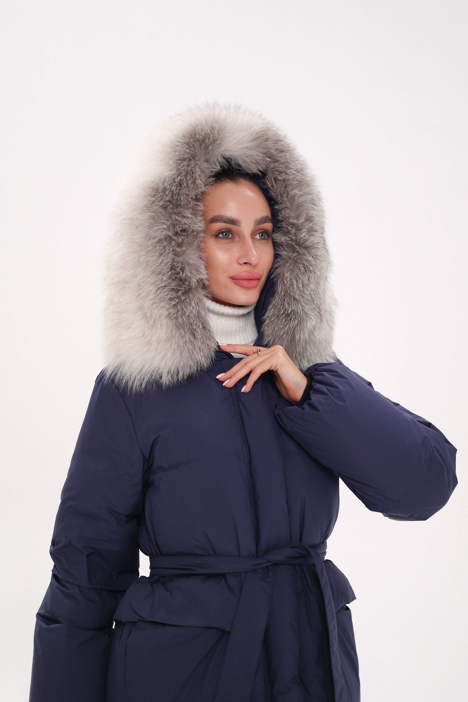 Genuine Silver Fox Down Fill Coat
