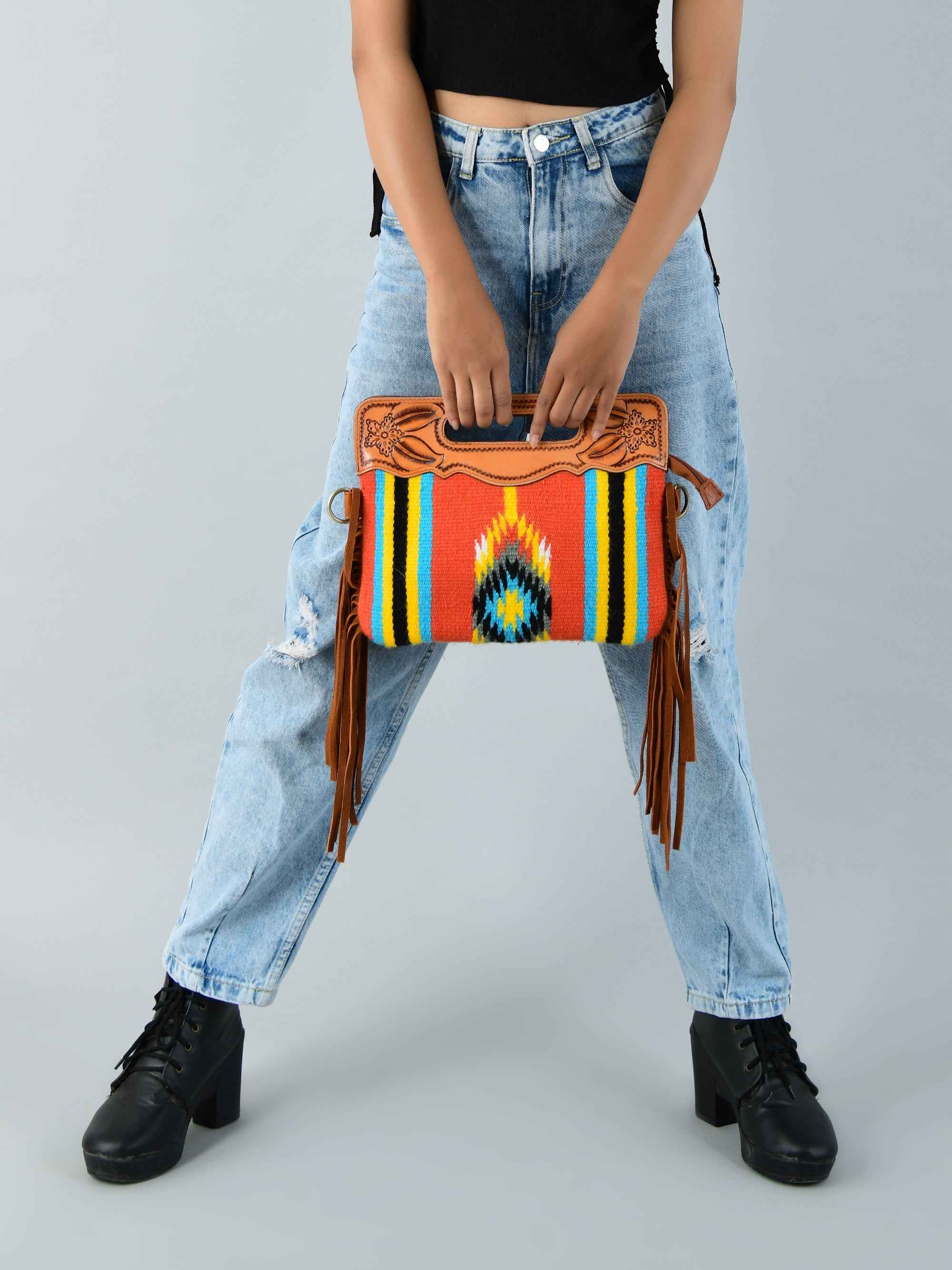 Western Leather Clutch Tooling Purse