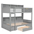 Twin Size Bunk Bed With Built-In Shelves Beside Both Upper And Down Bed And Storage Drawer