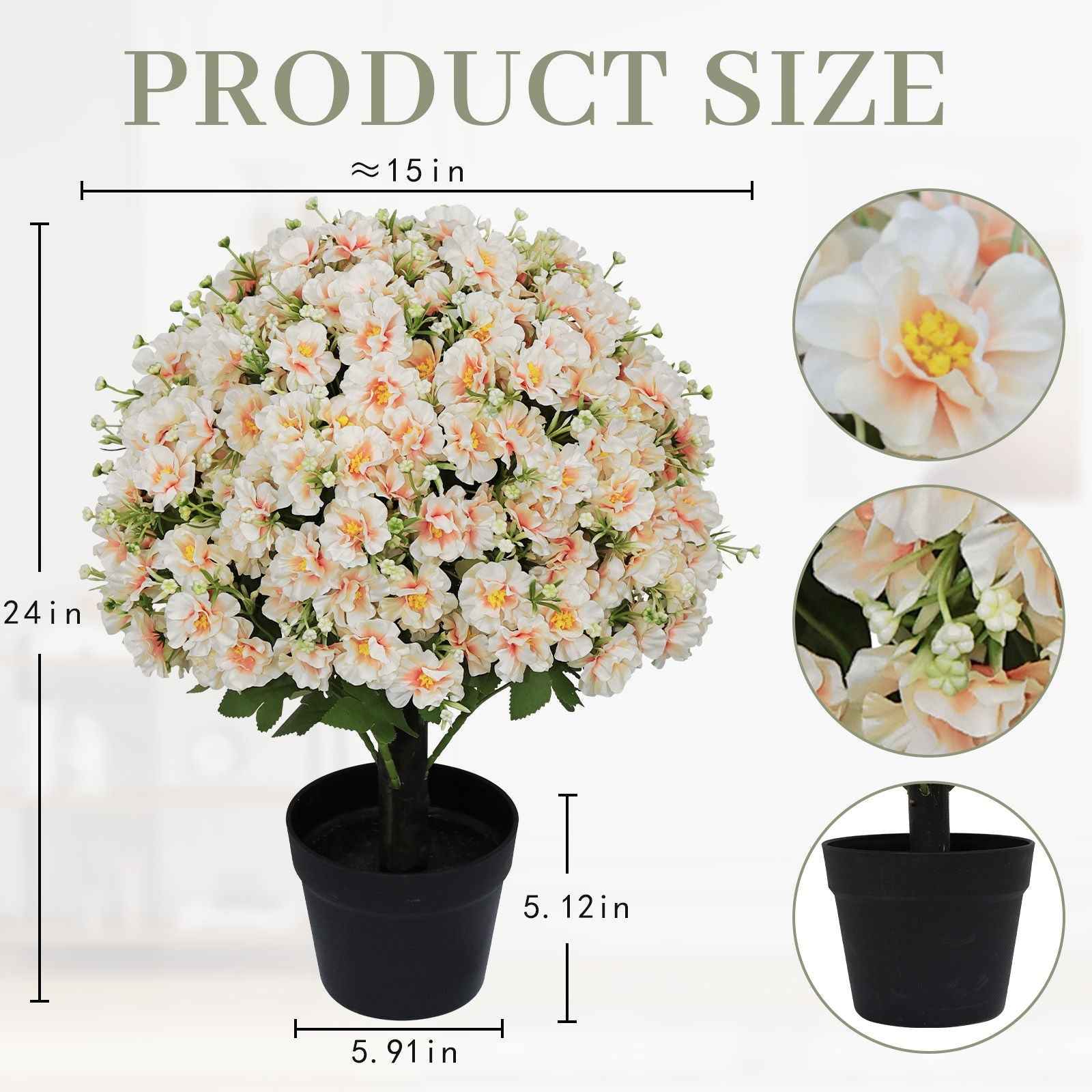 Artificial Snow Lotus Potted Plant, Artificial Floral Decor For Indoor & Outdoor Spaces - White / Pink
