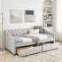 Upholstered Tufted Daybed With 2 Drawers, Waved Arms