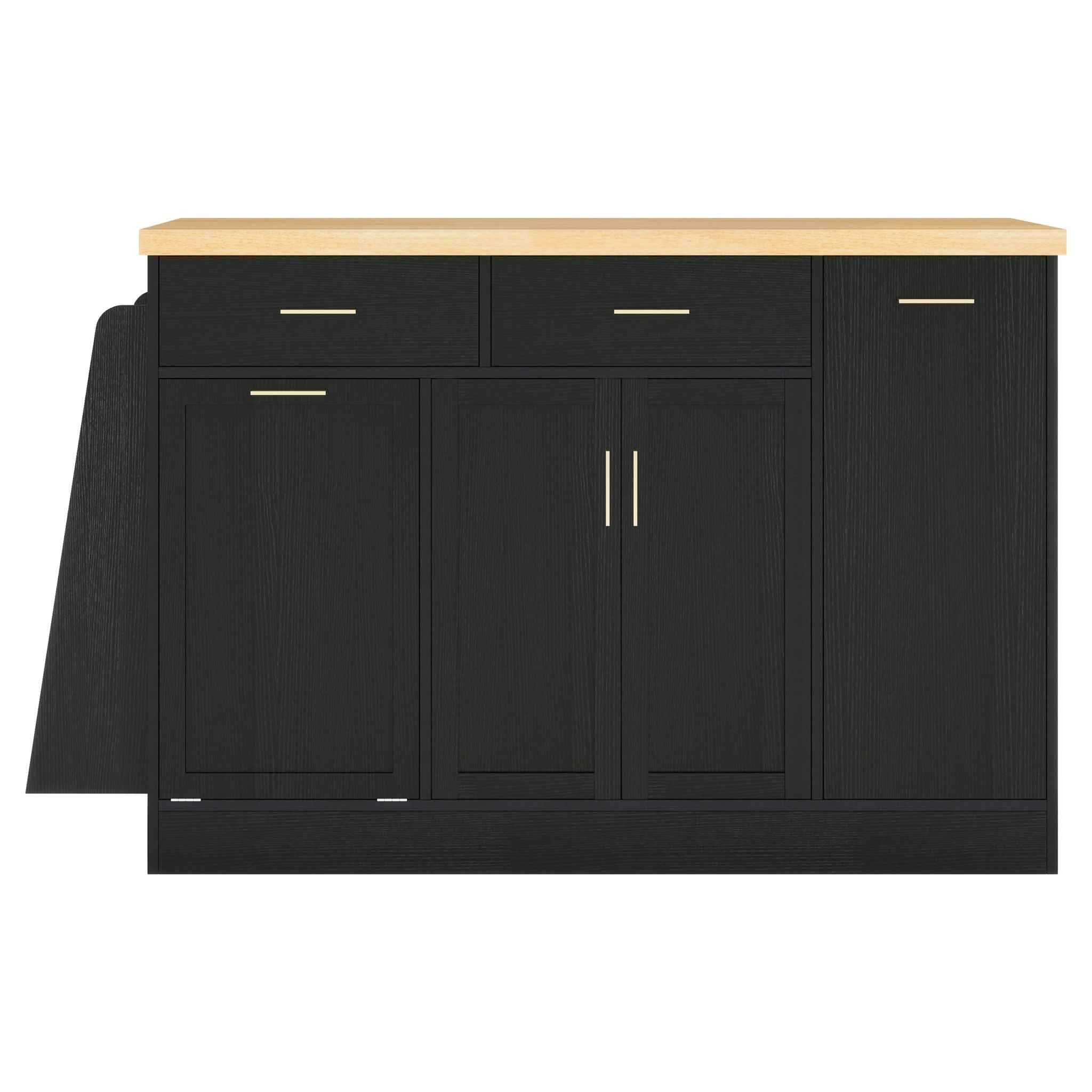 Kitchen Sideboard With Sliding Door Cabinet, 3 Tier Spice Rack