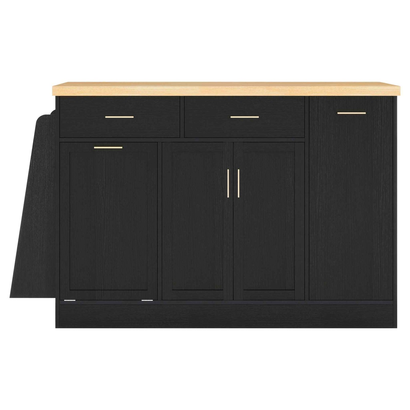 Kitchen Sideboard With Sliding Door Cabinet, 3 Tier Spice Rack