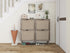 Walker Edison | Modern Rattan 4 Door Shoe Rack Cabinet for Entryway