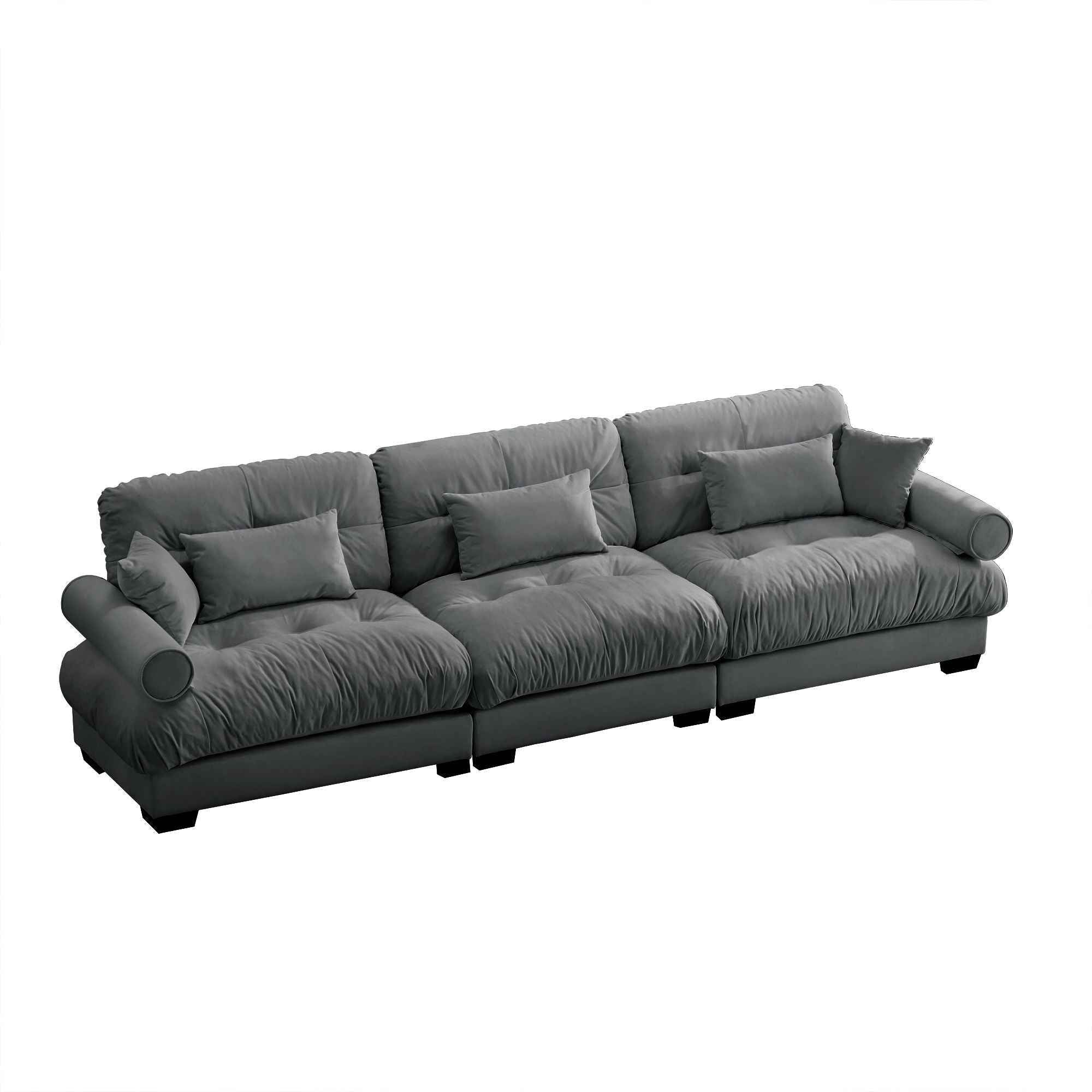 Modern Oversize Sofa With Cloud Like Comfort, Featuring Waist And Throw Pillows