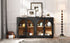 4-Door Large Storage Sideboard Buffet Cabinet with Glass Doors Arched Cabinet (Black)