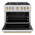 ZLINE 36" Dual Fuel Range, Gas Cooktop, Electric Convection Oven Stainless Steel, Matte White Door Polished Gold CDRZ-WM-36-G