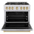 ZLINE 36" Classic Gas Range, Convection Gas Oven DuraSnow® Stainless Steel, Gold CGRSZ-36-G