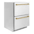 ZLINE 24" Touchstone 168 Can Outdoor-Rated Dual Refrigerator Drawer, Champagne Bronze, RDSOZ-ST-24-CB