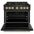 ZLINE 36" Dual Fuel Range, Gas Cooktop, Electric Convection Oven Black Stainless Steel, Gold CDRBZ-36-G