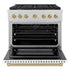 ZLINE 36"Gas Range, Convection Gas Oven, DuraSnow® White Matte, Champagne Bronze SGRSZ-WM-36-CB