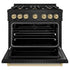 ZLINE 36" Dual Fuel Range, Gas Cooktop, Electric Convection Oven Black Stainless Steel, Champagne Bronze CDRBZ-36-CB