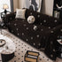 Chenille Camellia Floral Sofa Throw Cover Couch Blanket with Striped Jacquard