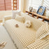 Grid Textured Sofa Cover with Sheer Ruffle Skirt, Pet-Friendly Sofa Throw Slipcover