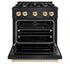 ZLINE 30" Classic Gas Range, Convection Gas Oven Black Stainless Steel, Gold CGRBZ-30-G