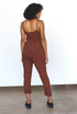 Leopard Strappy Jumpsuit in Sienna + Black