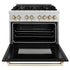 ZLINE 36" Autograph, Dual Fuel Range, Black Door, Gold, RASZ-BLM-36-G