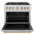 ZLINE 36" Classic Gas Range, Convection Gas Oven DuraSnow® Stainless Steel, Champagne Bronze CGRSZ-36-CB