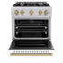 ZLINE 30" Dual Fuel Range, Gas Cooktop, Electric Convection Oven Stainless Steel, White Matte Polished Gold CDRZ-WM-30-G