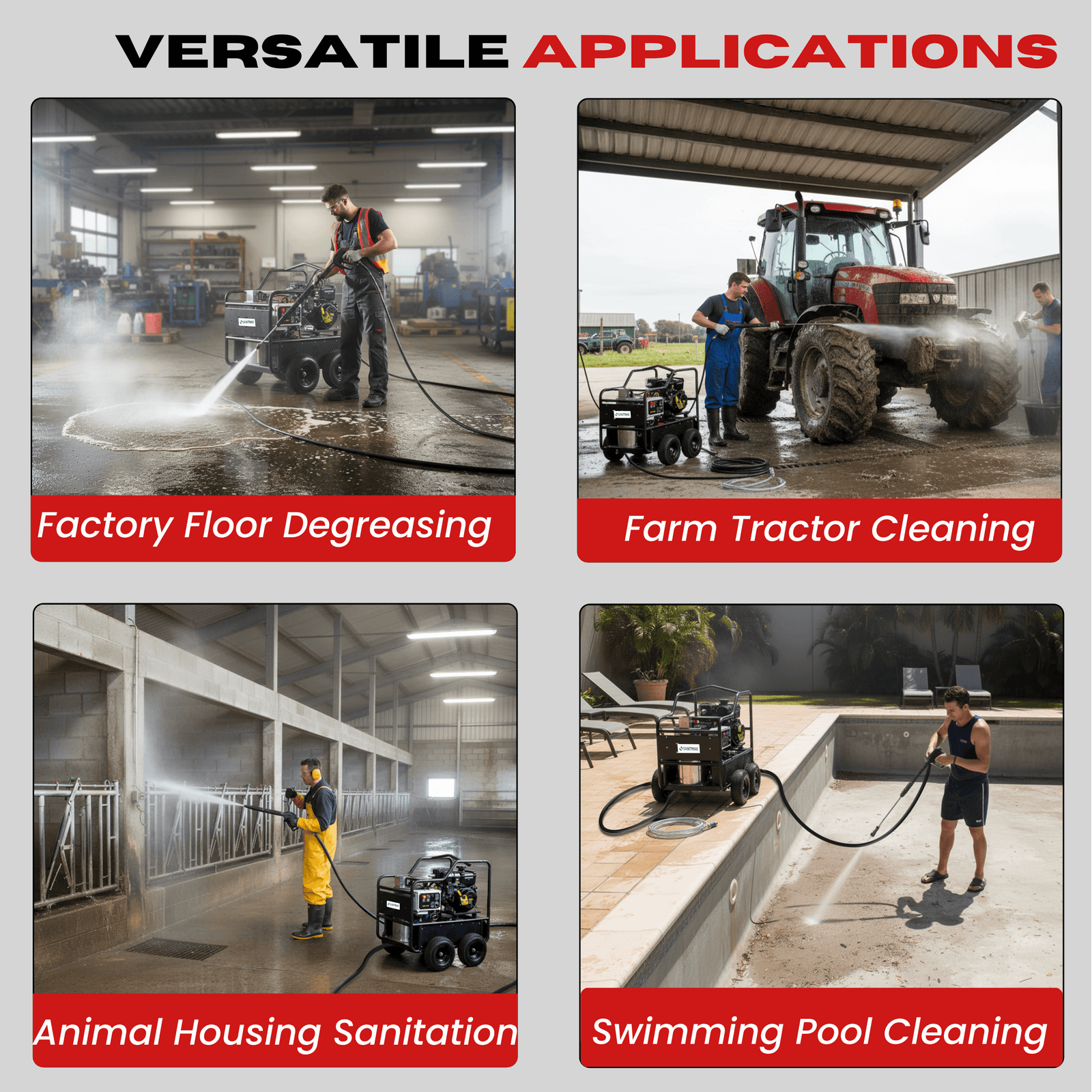 SANITMAX SM4000 Hot & Cold Water Gas Pressure Washer – 4,000 PSI, 4.0 GPM, Diesel Heated, Professional Contractor System