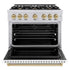 ZLINE 36" Dual Fuel Range, Gas Cooktop, Electric Convection Oven Stainless Steel, Matte White Door Matte Black CDRZ-WM-36-MB
