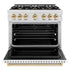 ZLINE 36"Classic Gas Range, Convection Gas Oven, DuraSnow® Stainless Steel, White Matte Door Polished Gold CGRSZ-WM-36-G