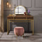 Coleen Walnut & Gold Finish Vanity Desk with Mirror & Jewelry Tray