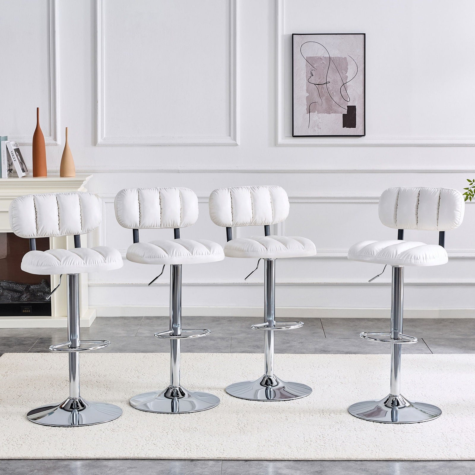 Adjustable Height Bar Stools With Footrest For Kitchen Island (Set of 2)