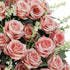 Artificial Rose Decoration With UV Resistant Silk Petals, Durable Stems In Cement Pot, Indoor Outdoor Potted Floral Arrangement - Green / Pink