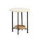 Oval End Table - White / Natural