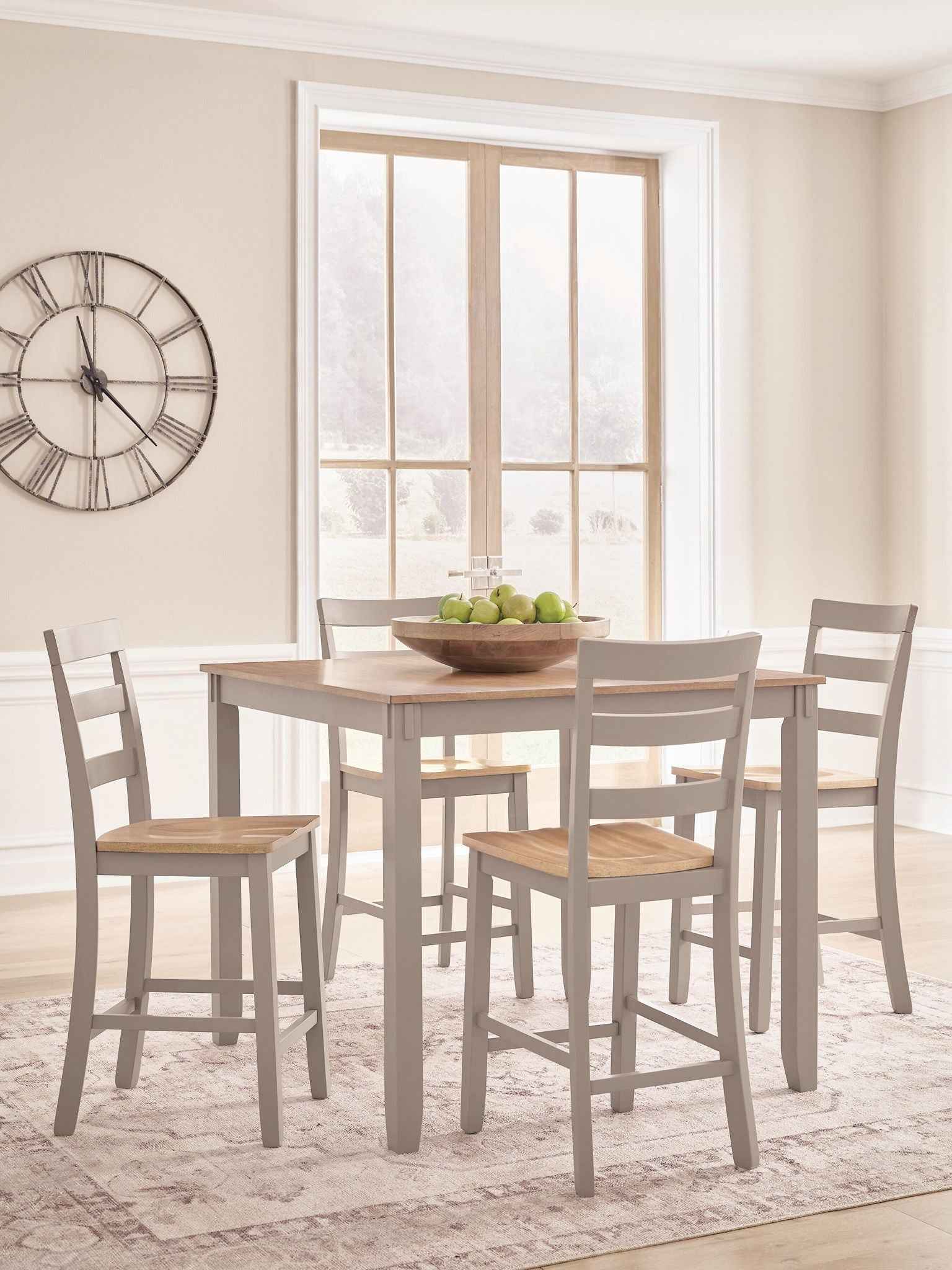 Harperfeld - Dining Room Counter Table Set (Set of 5) - Natural / Gray