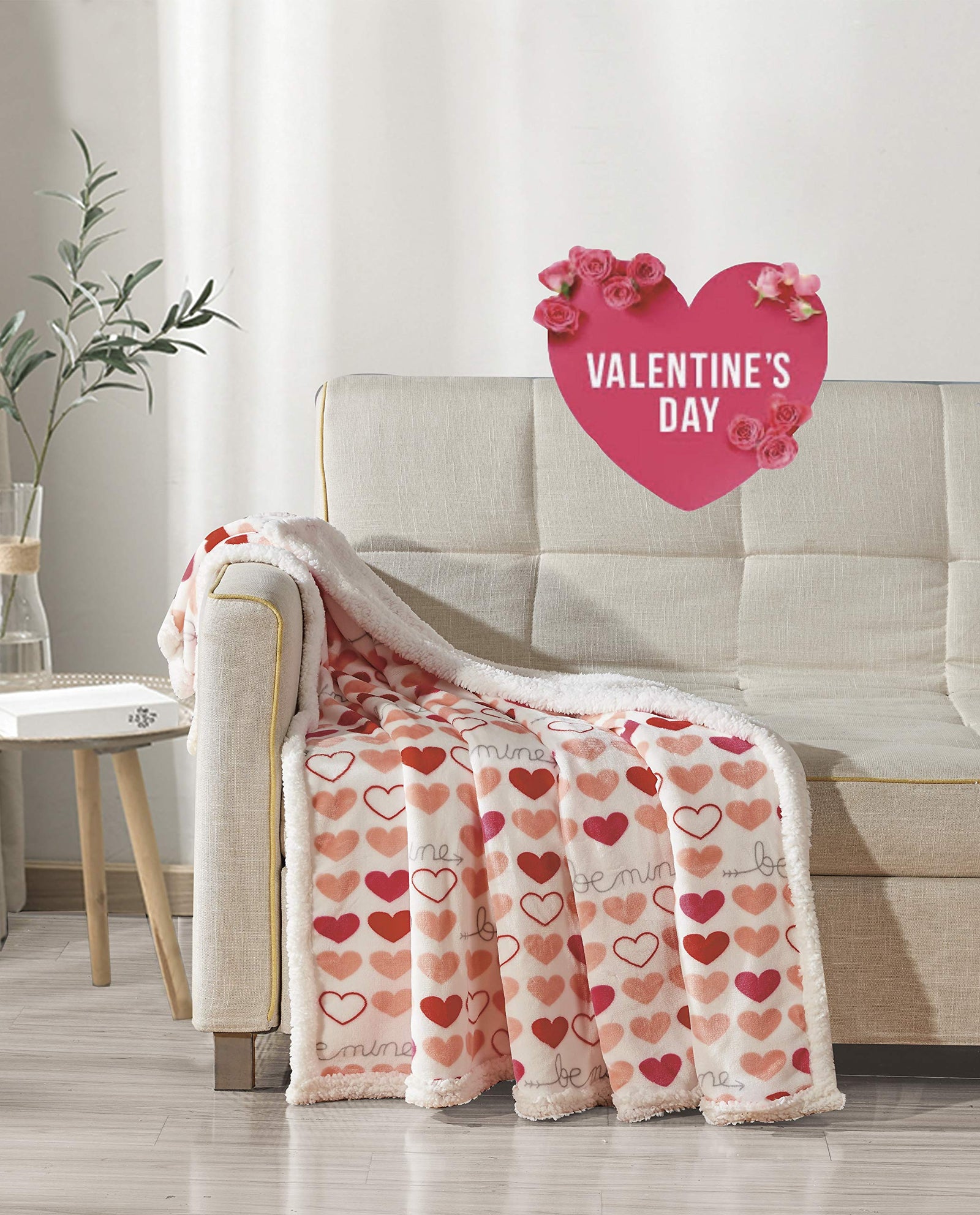 Decor & More Amor Eterno Be Mine Love Collection Valentine's Day Heart Ultra Plush Throw Blanket (50