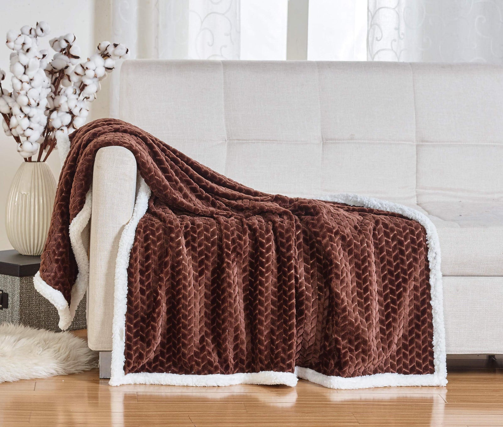 Decor & More Home Essentials Braided Sherpa Blanket