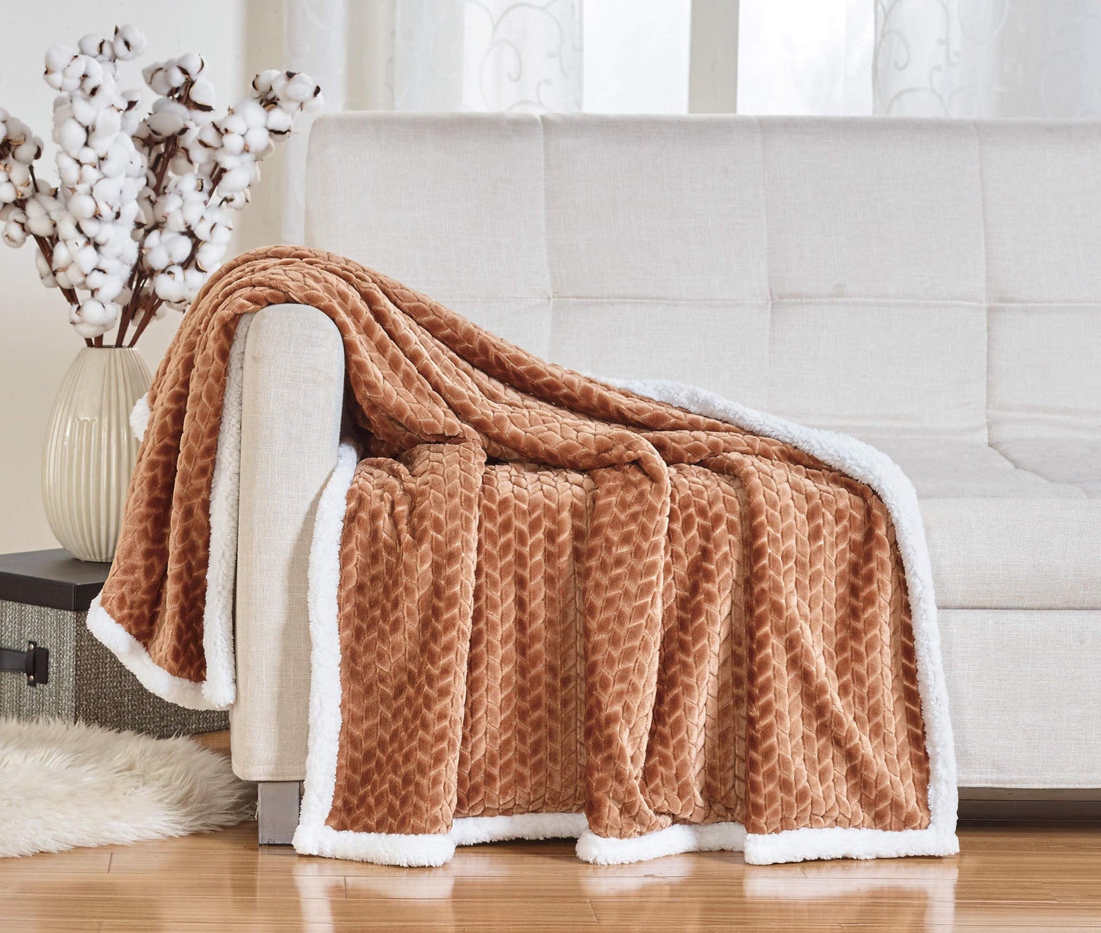 Decor & More Home Essentials Braided Sherpa Blanket