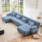 Modular Sectional Sofa, Comfy Cloud Couch 4 Seater Couch with Ottoman, Sectional Couches for Living Room, Modern Chenille U Shaped Couches, Sleeper Deep Seat Sofa with Throw Pillows, Blue
