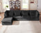 Oversized Modular Sofa, Extra Deep Cloud Corduroy Sectional Couch with Ottoman Chaise, Fluffy Corduroy 5 Seater Sofa Bed for Living Room, Villa (L Shape 5 Seater, Corduroy Black)