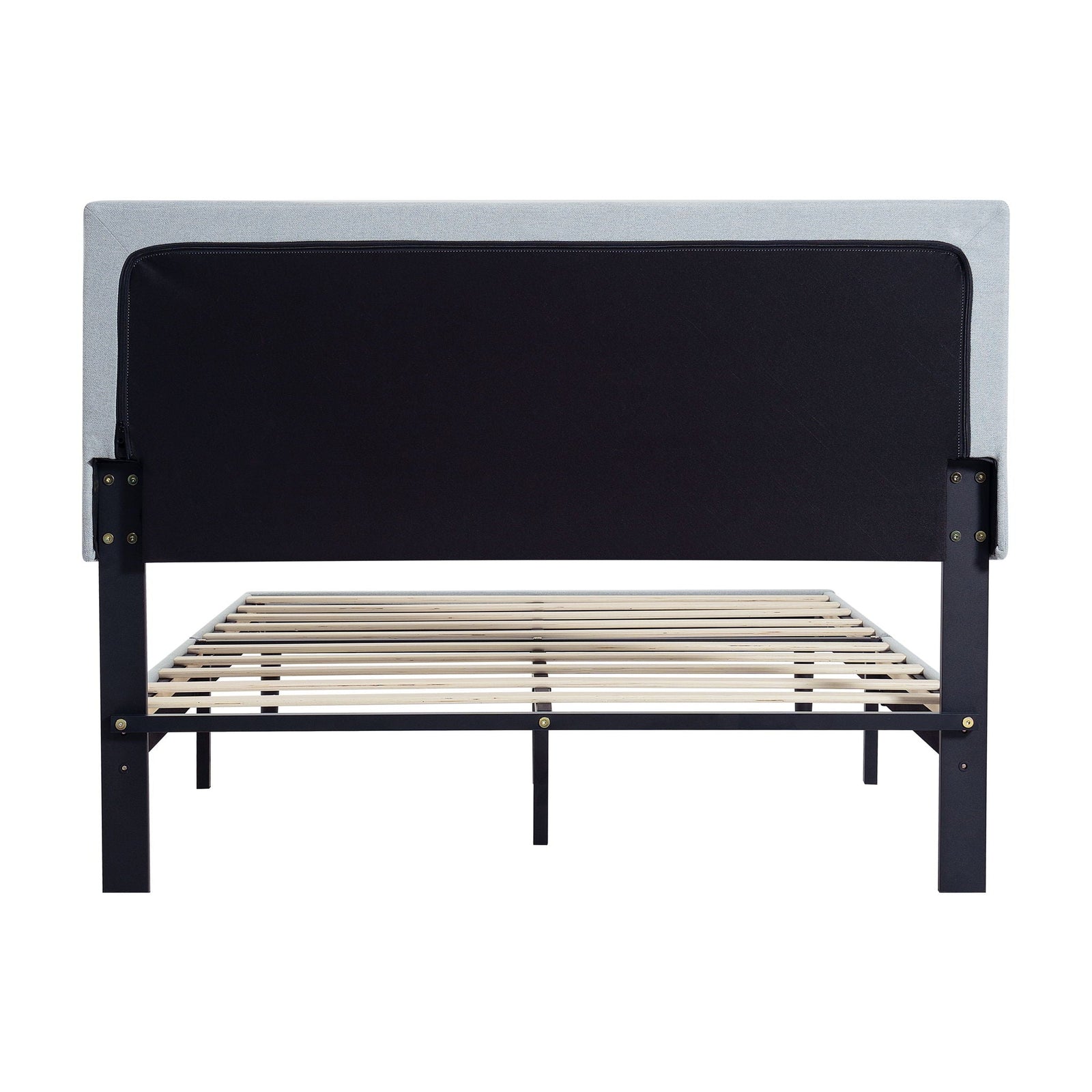 Modern Upholstered Platform Bed Frame With Button Tufted Fabric Headboard