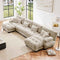 U Shaped Couch Sectional Couch, 4-Seater Cloud Couch Sectional Oversized Couch, Sofa Bed Couch with Round Bolster Armrests 6 Pillows, Modular Couch Home Sofa Living Room Couch