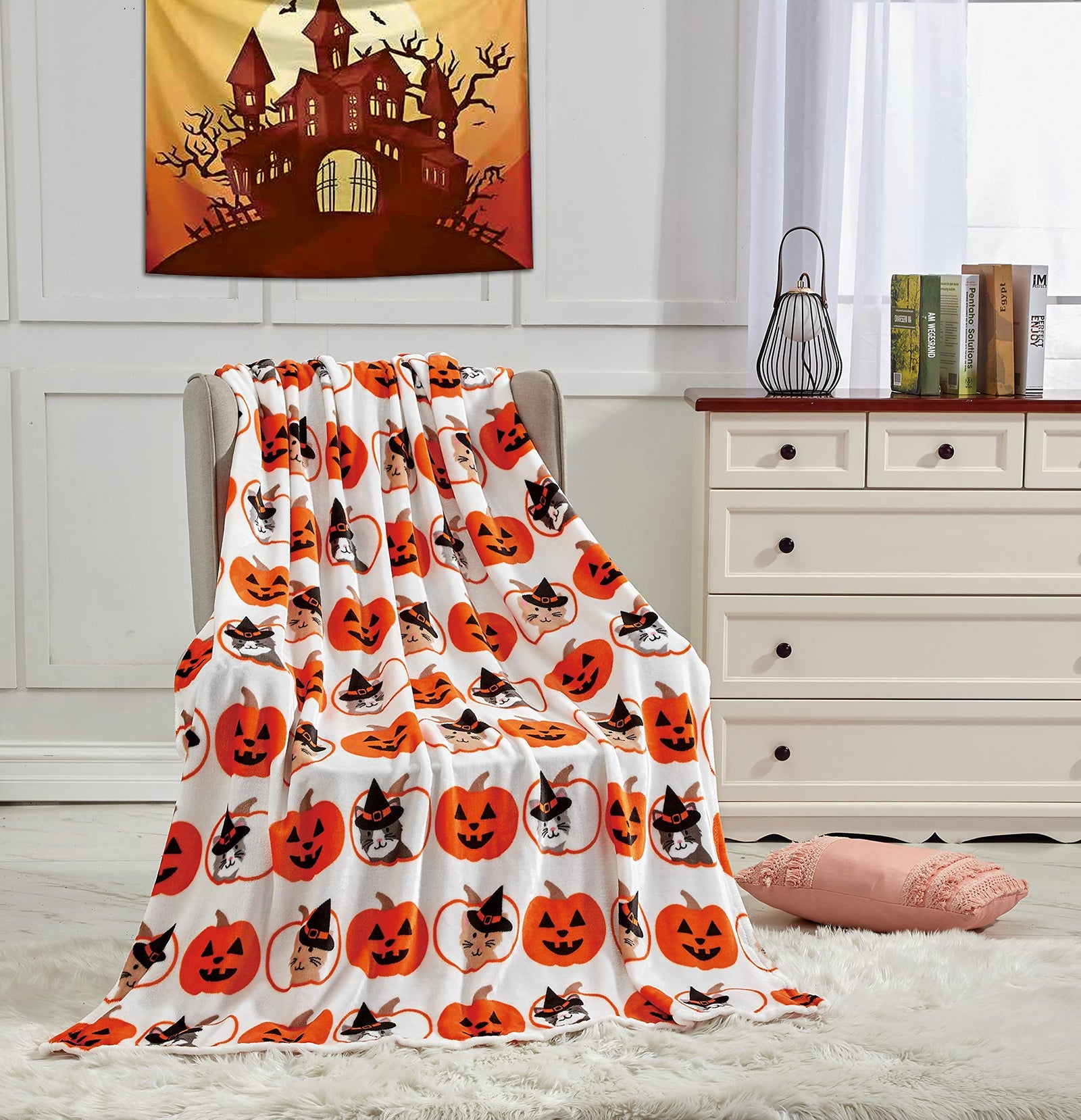 Decor & More Happy Halloween Microplush Throw Blanket (50
