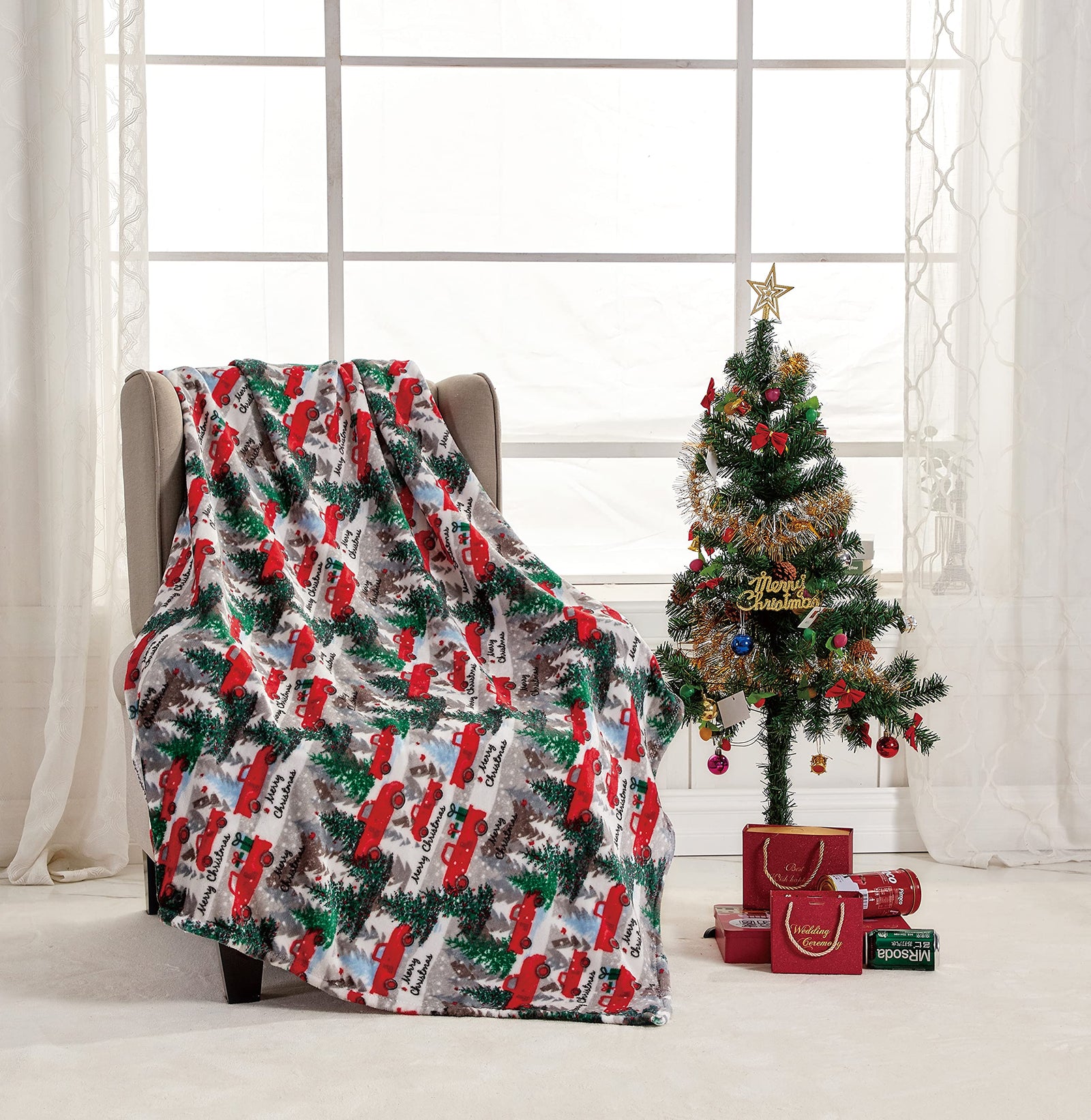 Decor & More Festive Holiday Microplush Throw Blanket (50