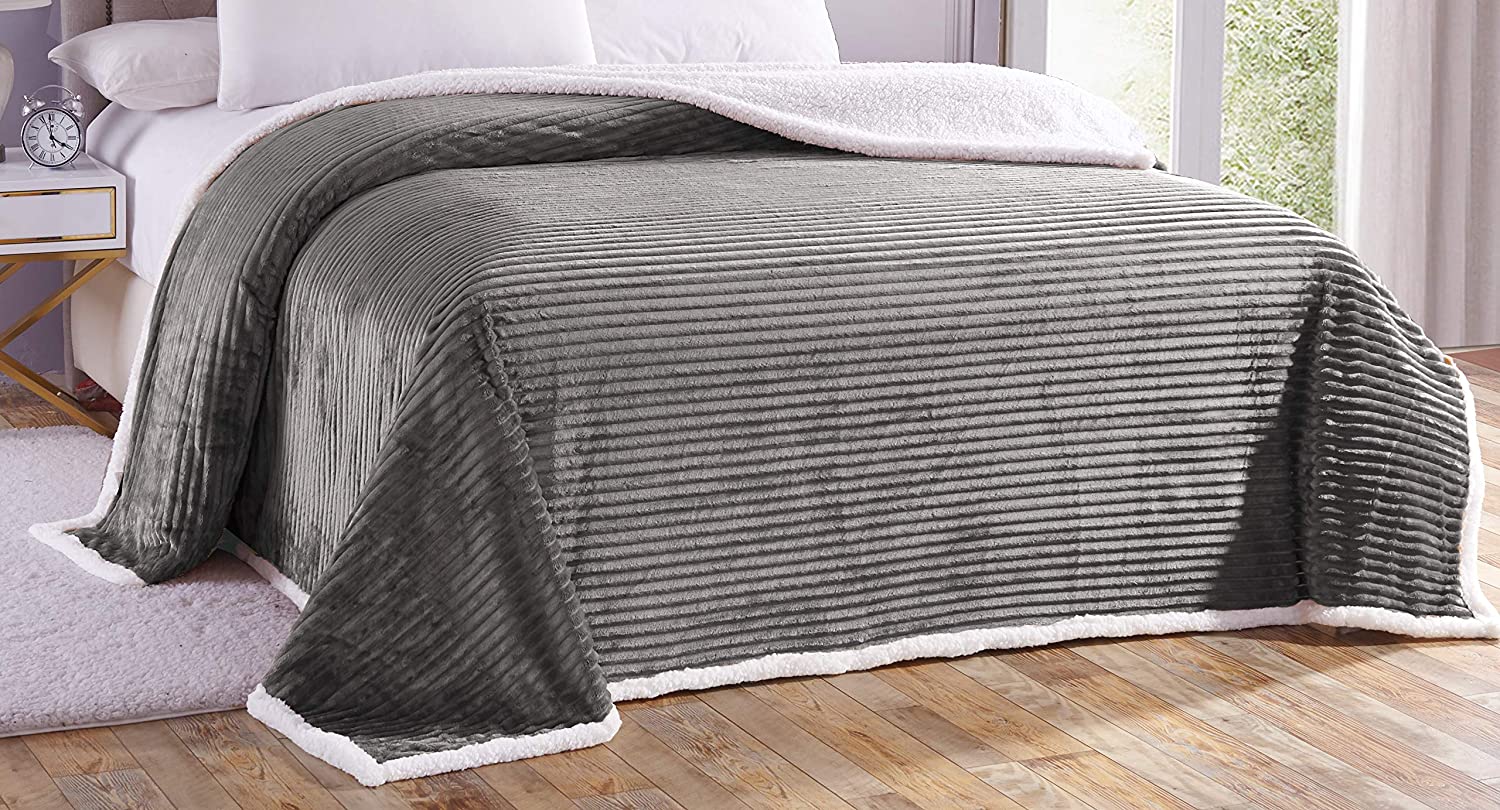 Decor & More Home Essentials Corduroy Sherpa Blanket