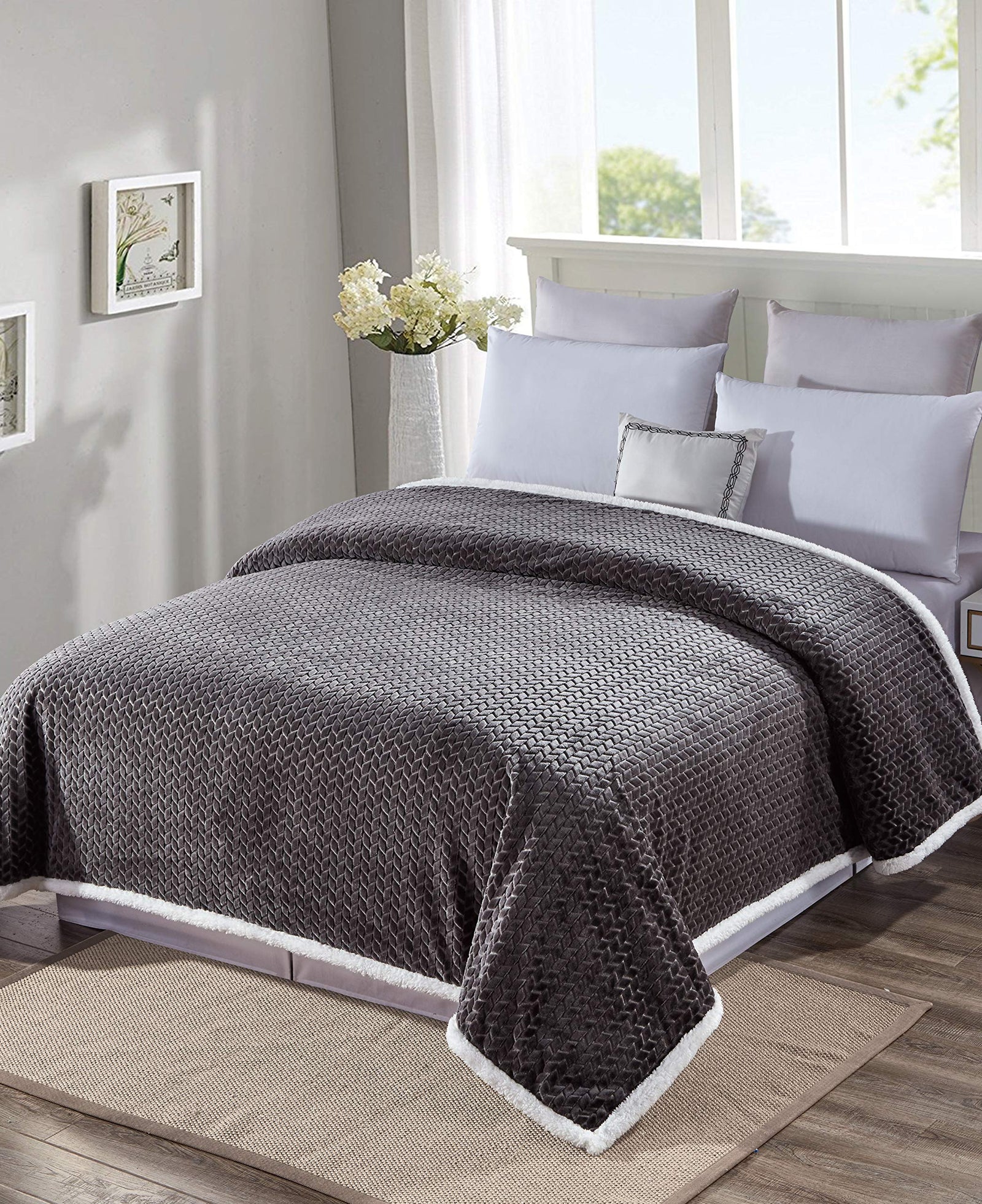 Decor & More Home Essentials Braided Sherpa Blanket