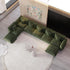 Modern Minimalist Chenille Modular Sectional Sofa, Oversized 8-Seater Sleeper Sofa with Movable Ottoman, Thick Cushions, Upholstered Couch for Living Room, Bedroom, Office, Apartment(Green,8-Seater)