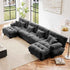 Modular Sectional Sofa U Shaped Sectional Couch, 4 Seater Cloud Couch with Ottoman, Modern Oversized Deep Seat Couches for Living Room, Comfy Chenille Sofa with 6 Throw Pillows, Gray