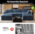 118" U Shaped Modern Sofa Modular Sectional Cloud Couch with 2 Ottoman,Upholstered Couches with Plush Corduroy Fabric for Living Room Furniture,Bedroom and Apartment,No Assembly Required,Blue