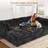 Modular Sectional Sofa with Chaise U Shaped Sectional Couch for Living Room, 8-Seater Comfy Cloud Couches with One Movable Ottoman, Plush Corduroy, Black