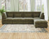 Oversized Modular Sofa, Extra Deep Cloud Chenille Sectional Couch with Ottoman Chaise, Fluffy Chenille 5 Seater Sofa Bed for Living Room, Villa (L Shape 5 Seater, Chenille Green)