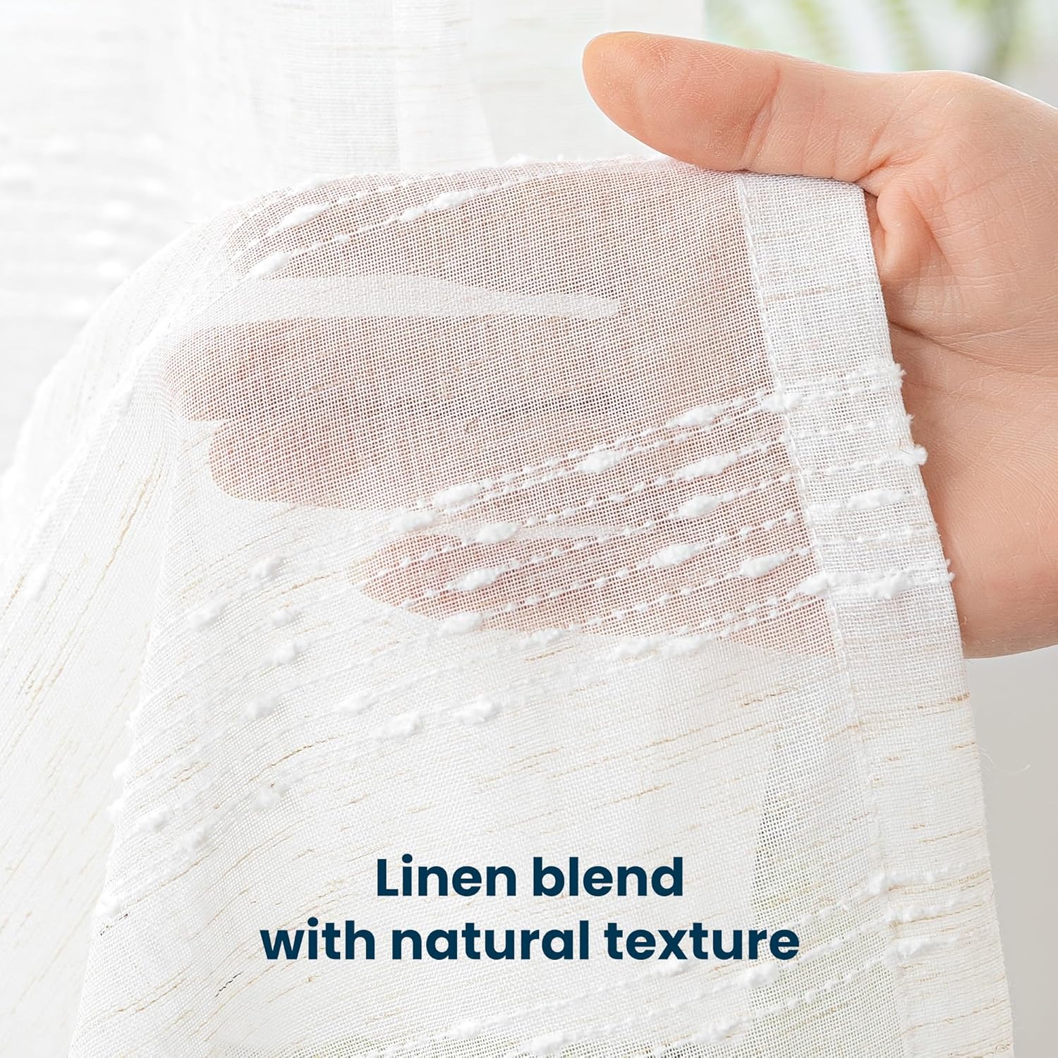 Farmhouse Semi Sheer Curtains 2 Panels Light Filtering Window Drapes with Rod Pocket