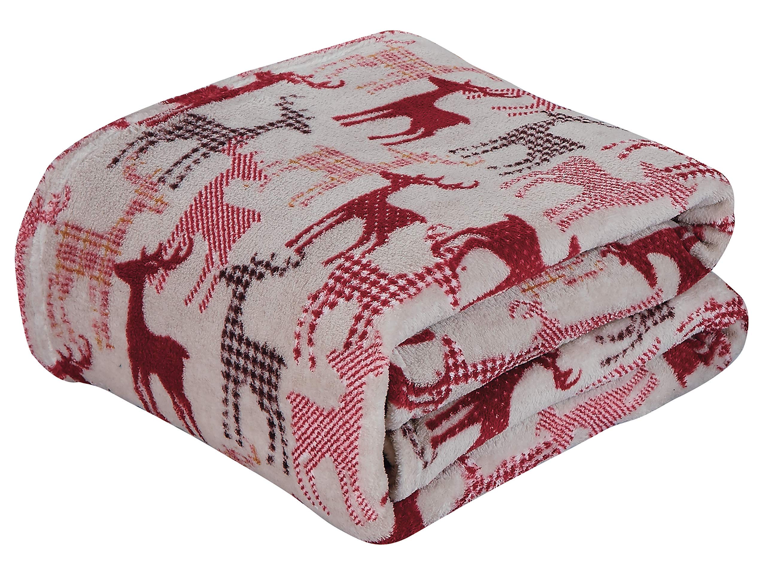 Decor & More Festive Holiday Microplush Throw Blanket (50" x 60") - Reindeer Silhouette